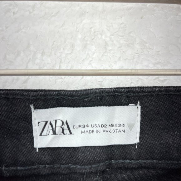 Zara High Waisted Boot Cut Black Denim Jeans SIZE 02 - Picture 3 of 5